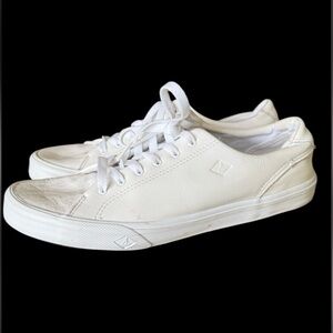 Sperrys ladies sneaker size 10 white very good condition men’s size 8 1/2